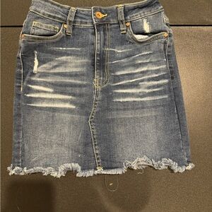 Kendall & Kylie Blue Distressed Mini Skirt